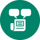 Messaging app symbol on green circle