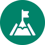 Achievement icon with mountain and flag