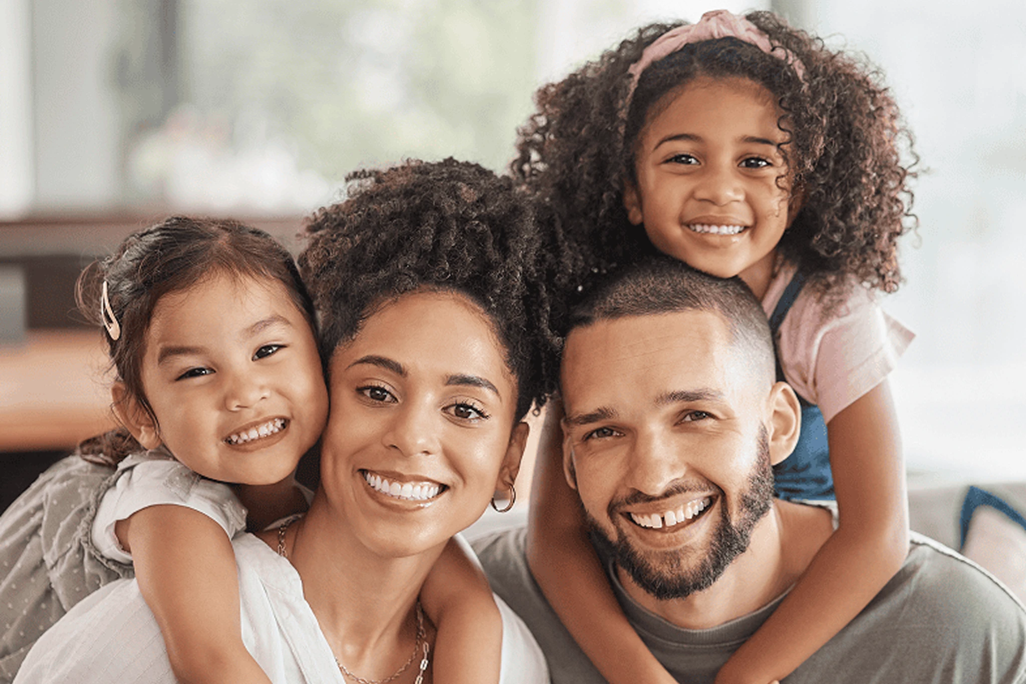 Happy family portrait indoors