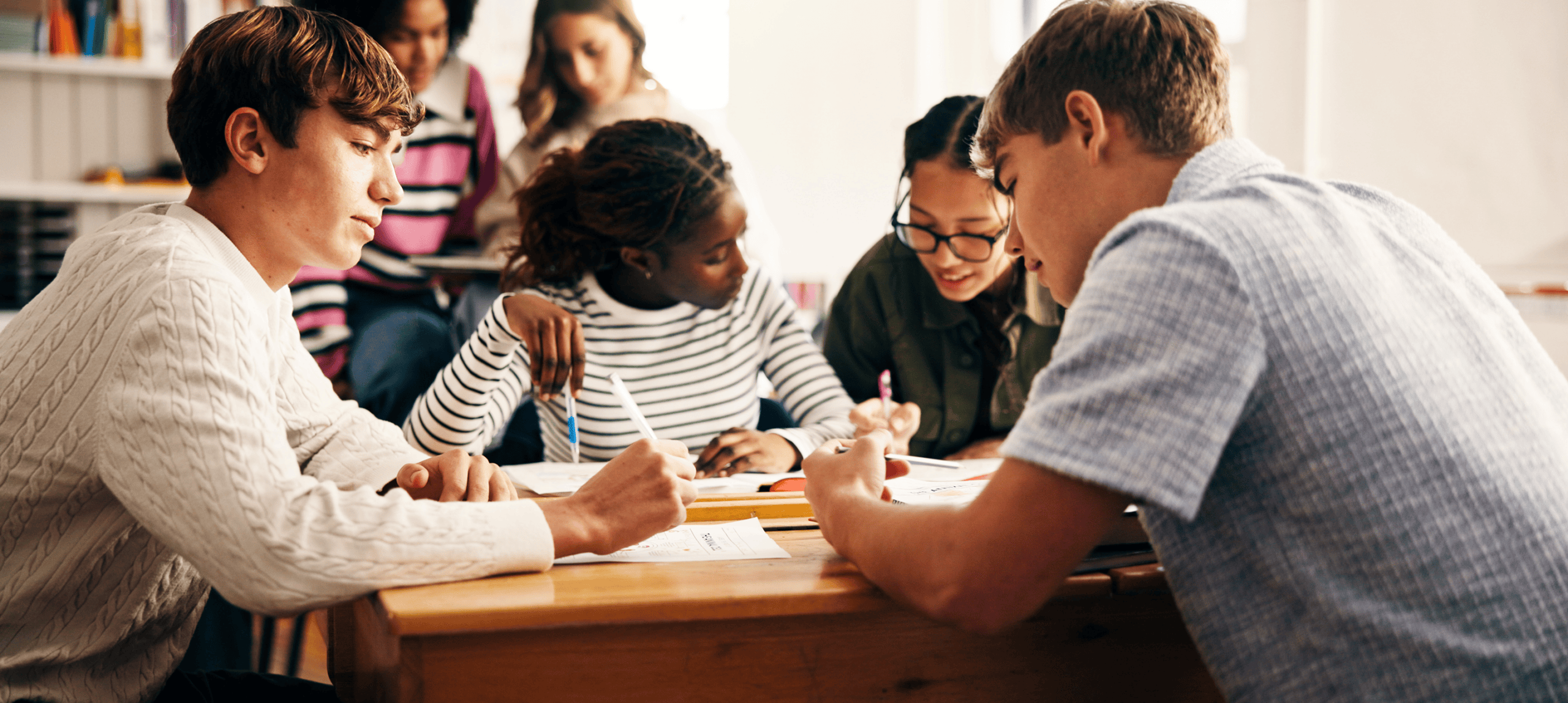 Diverse students engaged in study session